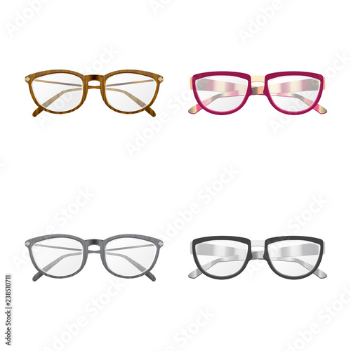 Isolated object of glasses and frame symbol. Set of glasses and accessory stock vector illustration.
