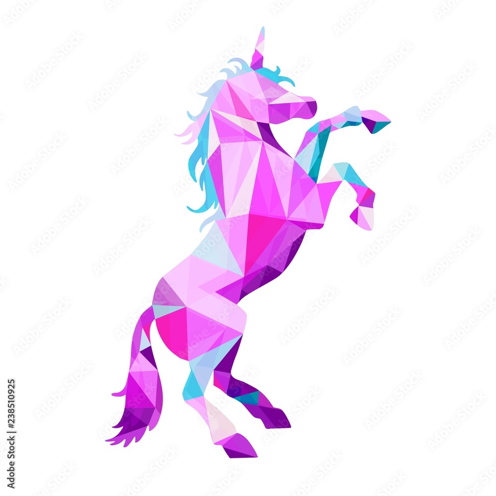 Obraz premium Magic Unicorn in Low Poly style . Vector geometric polygonal illustration
