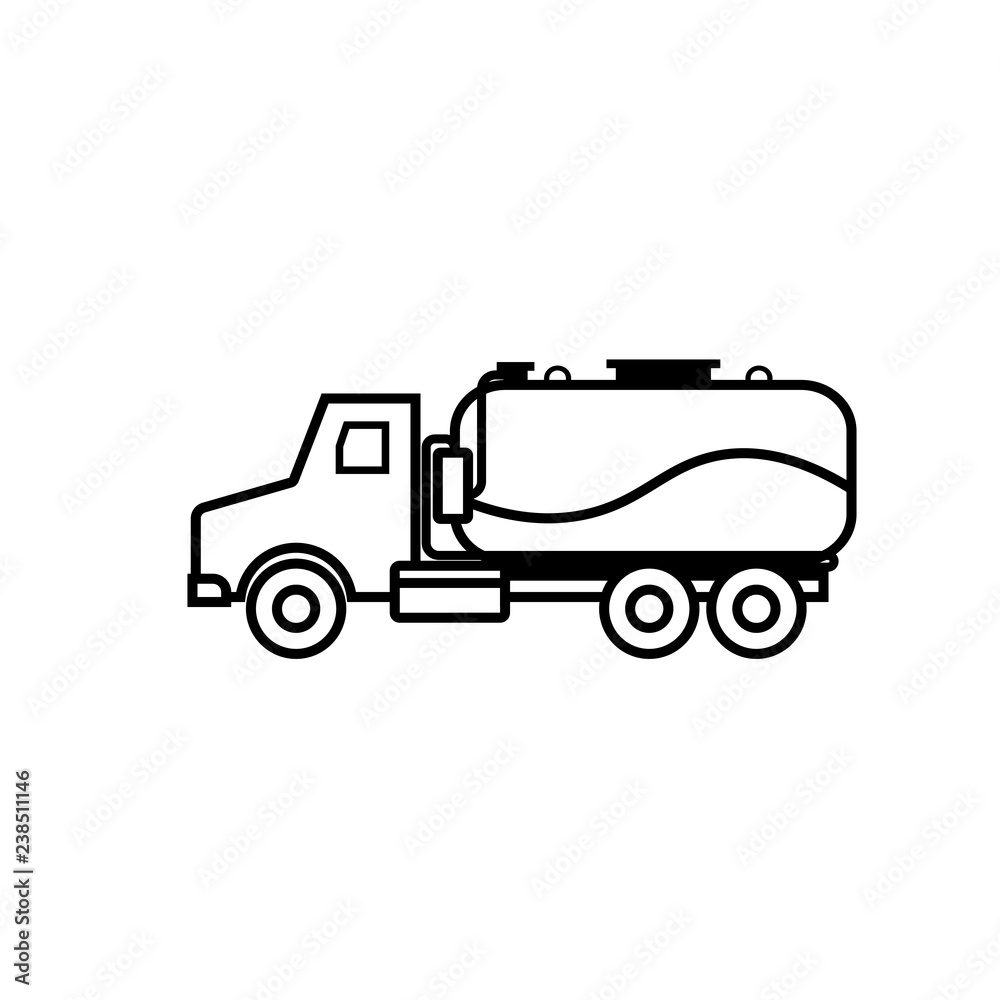 Septic tank truck outline icon. Clipart image isolated on white background