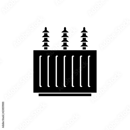 Electric transformer silhouette icon. Clipart image isolated on white background