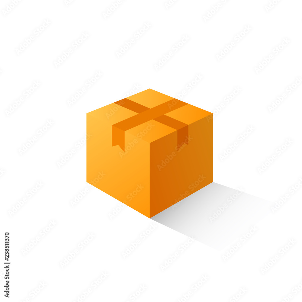 Obraz premium Closed cardboard box icon. Clipart image isolated on white background