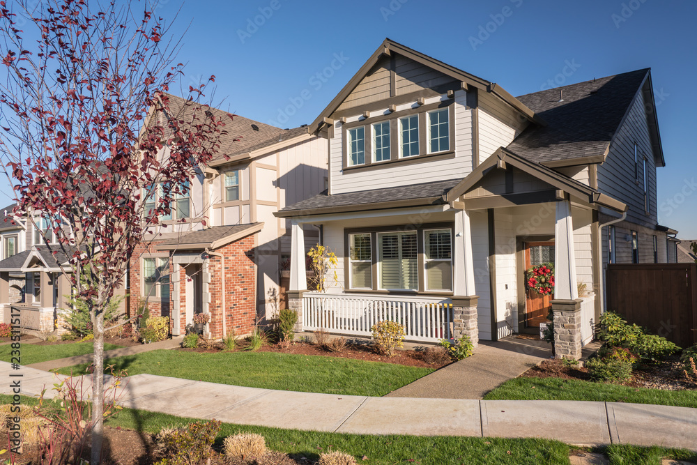 Row of houses in Wilsonville Oregon.