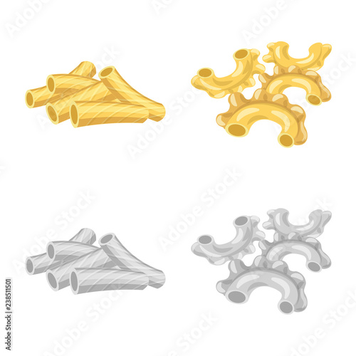 Vector design of pasta and carbohydrate logo. Collection of pasta and macaroni stock symbol for web.