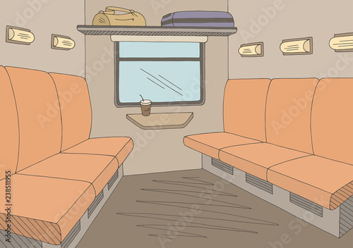 Train interior graphic color sketch illustration vector