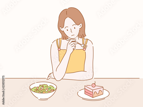 Woman on a diet illustration
