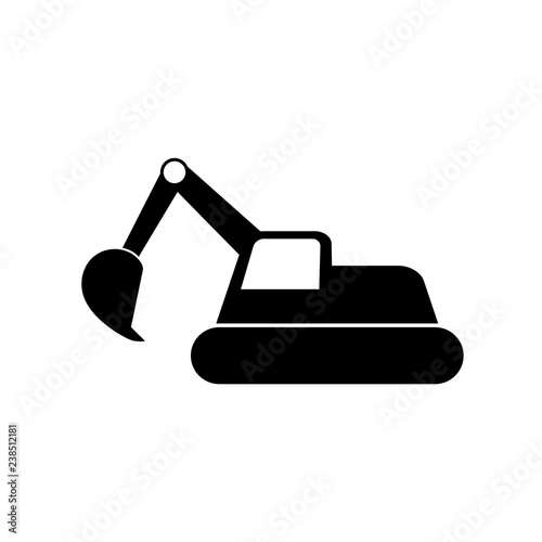 Excavator icon, logo on white background