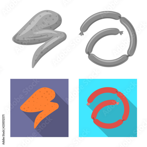 Isolated object of meat and ham symbol. Set of meat and cooking vector icon for stock.