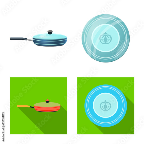 Vector design of kitchen and cook sign. Collection of kitchen and appliance stock symbol for web.