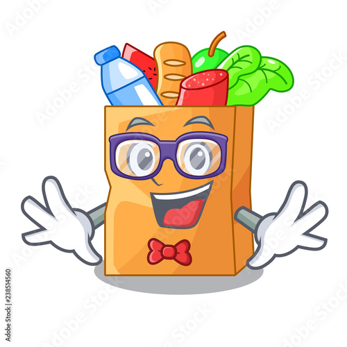 Geek food pouch bags isolated on mascot