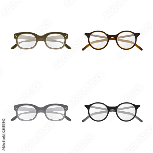 Vector design of glasses and frame sign. Collection of glasses and accessory vector icon for stock.