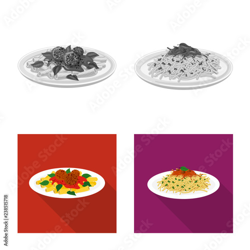 Vector design of pasta and carbohydrate symbol. Collection of pasta and macaroni stock symbol for web.