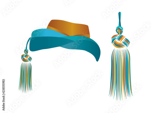 Ottoman tasseled hat and tassel vector illustration