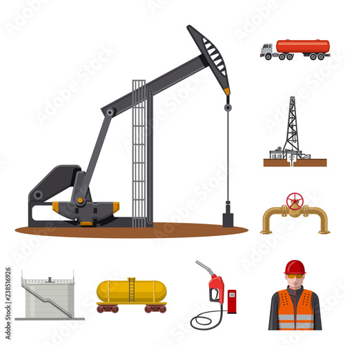 Vector design of oil and gas icon. Set of oil and petrol stock symbol for web.
