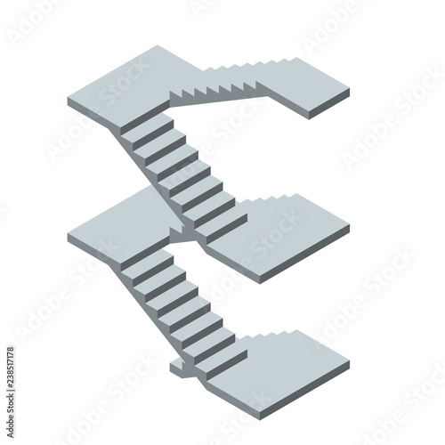 Staircase with levels. Isolated on white background. 3d Vector illustration.