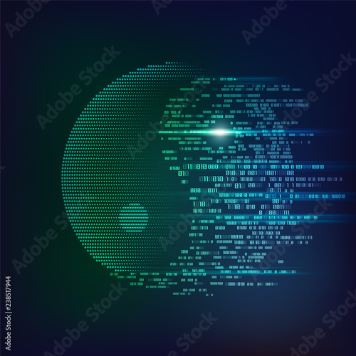 concept of technological balance, yin yang symbol in futuristic 