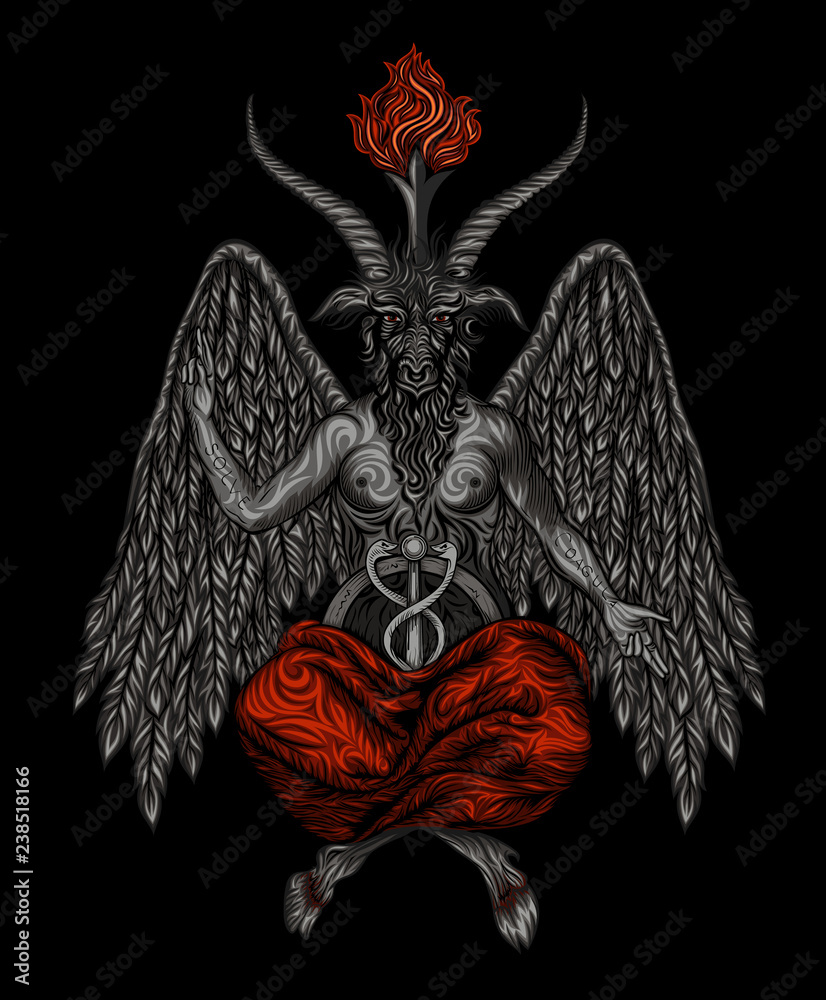 Vector demon bafomet on a black background. Stock Vector | Adobe Stock