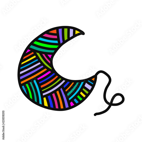 Knitted moon yarn wool hand drawn illustration for prints posters t shirts background knitting courses and master classes