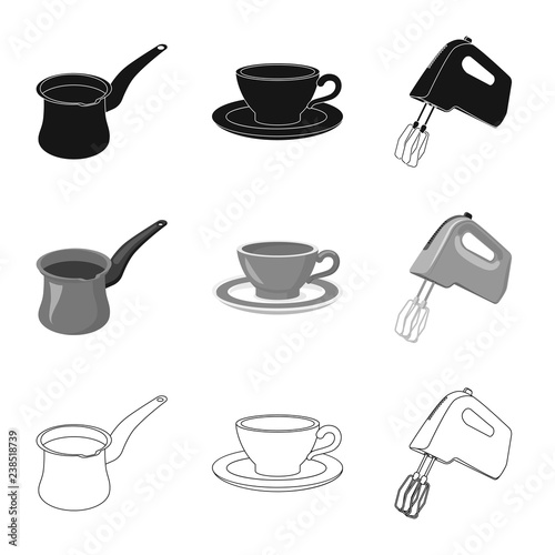 Isolated object of kitchen and cook sign. Collection of kitchen and appliance stock vector illustration.