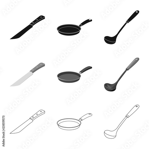 Isolated object of kitchen and cook symbol. Set of kitchen and appliance stock vector illustration.