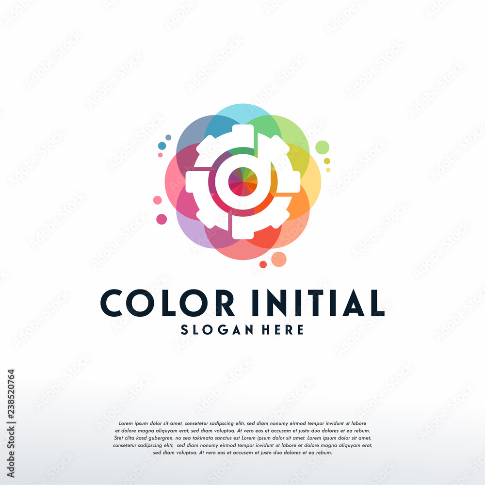 Colorful D Service logo vector, Gear logo designs template, design concept, logo, logotype element for template