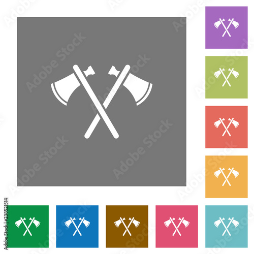 Two tomahawks square flat icons