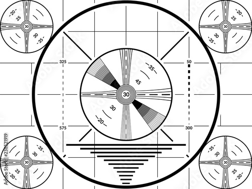 Vintage tv test screen. Black ans white television calibration pattern. photo