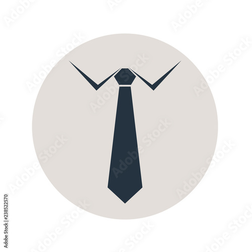 Icono plano corbata con cuello de camisa en círculo gris