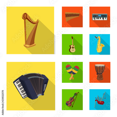 Vector illustration of music and tune symbol. Set of music and tool stock vector illustration.