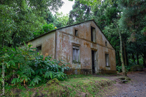 An old abandoned building at the Fumarolas da Lagoa das Furnas in Sao Miguel, Azores.