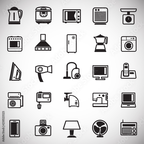 Home appliance icons set on white background for graphic and web design, Modern simple vector sign. Internet concept. Trendy symbol for website design web button or mobile app