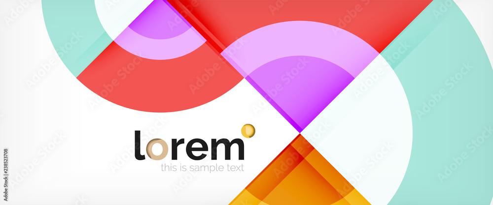 Modern geometric circles abstract background, colorful round shapes with shadow effects
