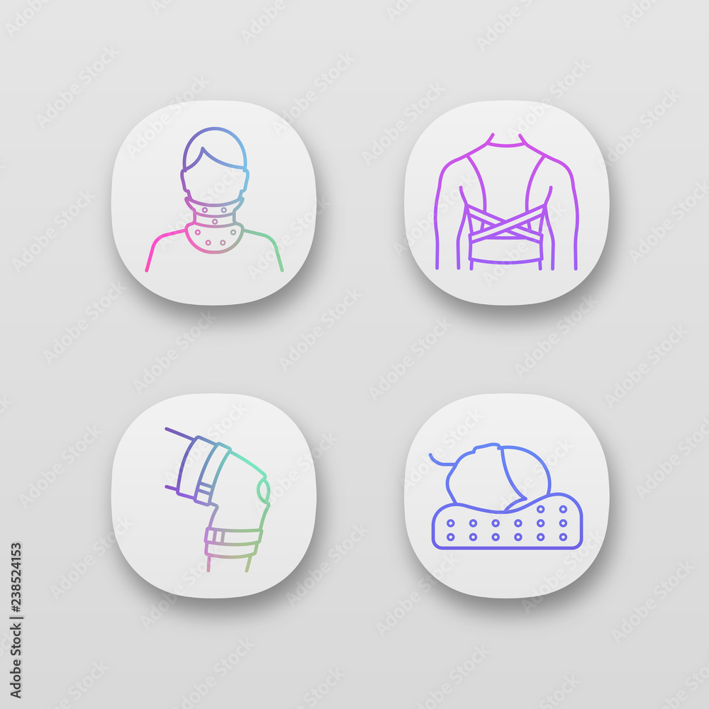Trauma treatment app icons set Trauma treatment app icons set