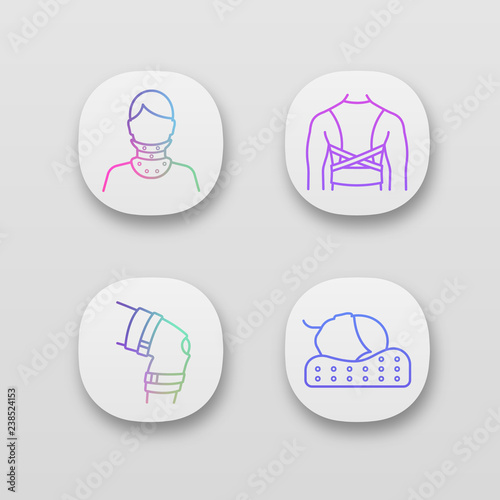 Trauma treatment app icons set