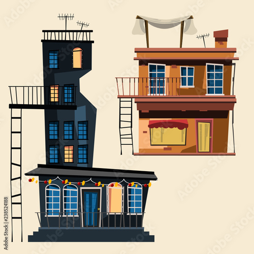 building set in city vector illustration photo