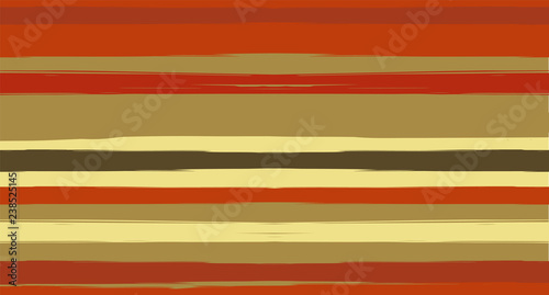 Orange, Brown Lines Seamless Summer Pattern, Vector Watercolor Sailor Stripes. Retro Vintage Grunge Fabric Fashion Design Horizontal Brushstrokes. Simple Painted Ink Trace, Geometric Cool Autumn Print