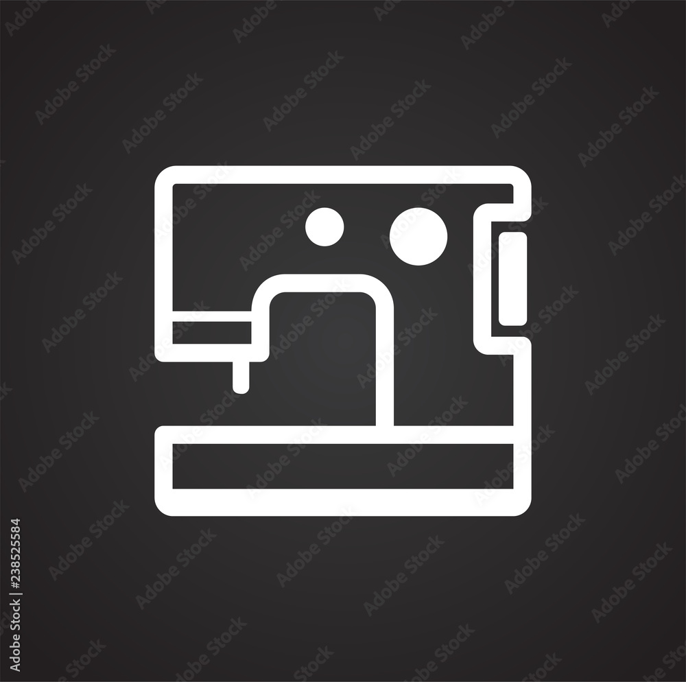 Home sewing machine icon on black background for graphic and web design, Modern simple vector sign. Internet concept. Trendy symbol for website design web button or mobile app Home sewing machine icon on black background for graphic and web design, Modern simple vector sign. Internet concept. Trendy symbol for website design web button or mobile app