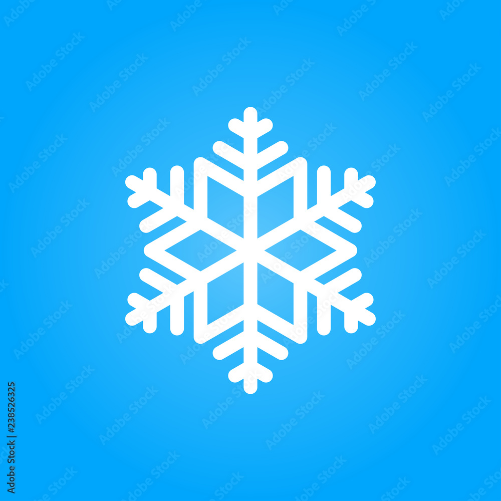 Simple white snowflake isolated on blue background. icon graphic. Simple white snowflake isolated on blue background. icon graphic.