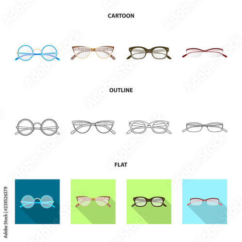 Isolated object of glasses and frame sign. Set of glasses and accessory stock symbol for web.