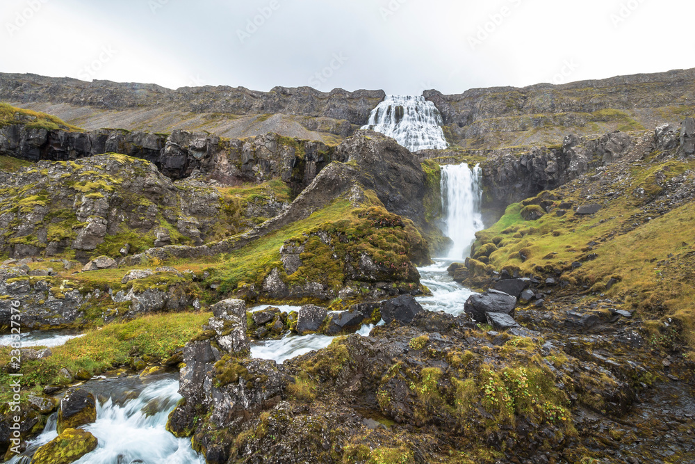 Obraz premium Dynjandi waterfall landscape, west fjords, Iceland