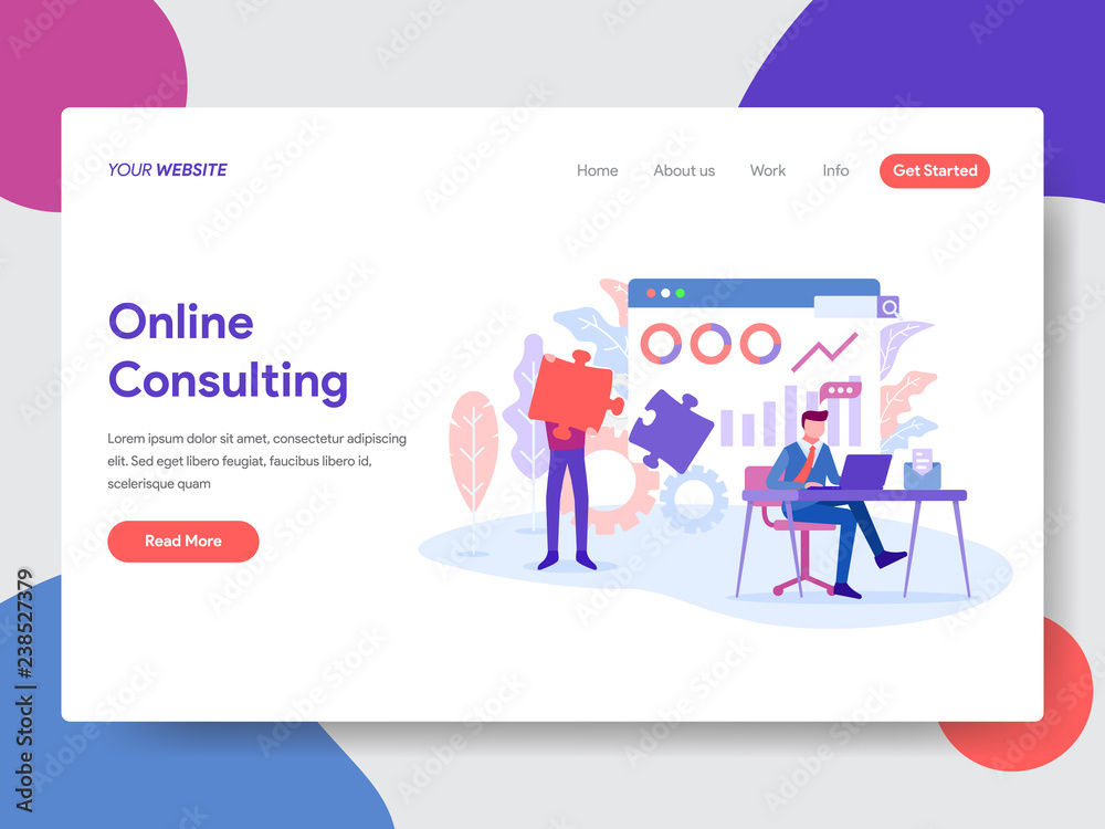 Landing page template of Online Consultation Concept. Modern flat design concept of web page design for website and mobile website.Vector illustration Landing page template of Online Consultation Concept. Modern flat design concept of web page design for website and mobile website.Vector illustration