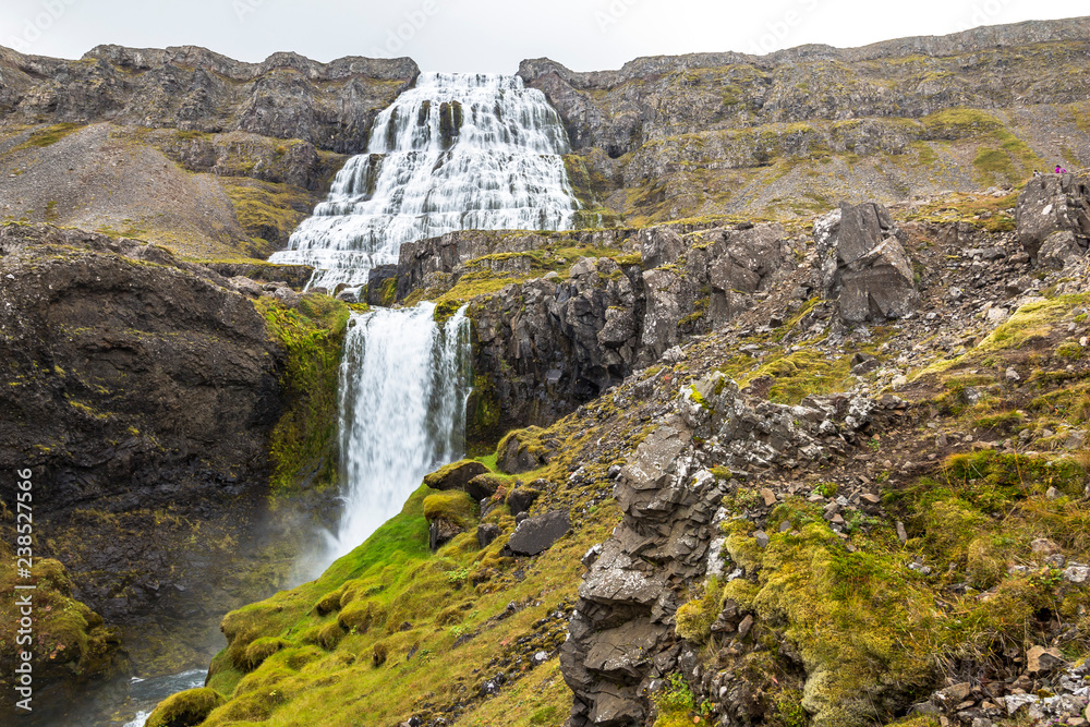 Dynjandi waterfall landscape, west fjords, Iceland