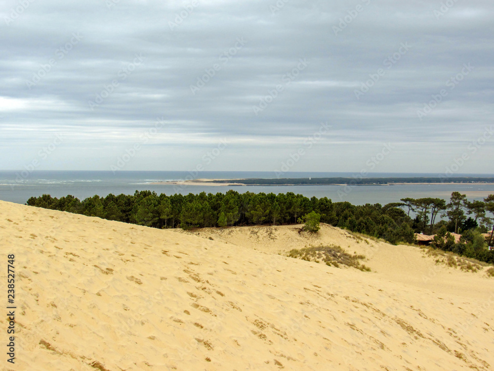 Arcachon Bay and Dune of Pilat, Arcachon Bay, Atlantic Ocean, Aquitaine. Famous tourist destination in France Arcachon Bay and Dune of Pilat, Arcachon Bay, Atlantic Ocean, Aquitaine. Famous tourist destination in France