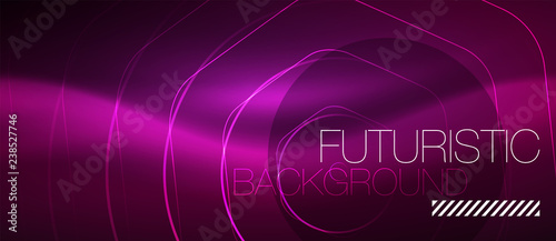 Neon glowing wave, magic energy and light motion background. Vector wallpaper template