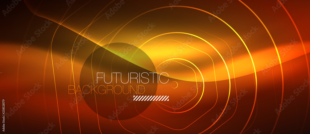 Neon glowing wave, magic energy and light motion background. Vector wallpaper template