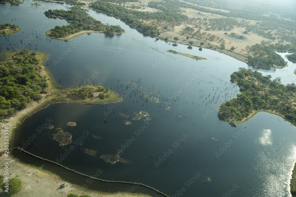 aereal view of okavango