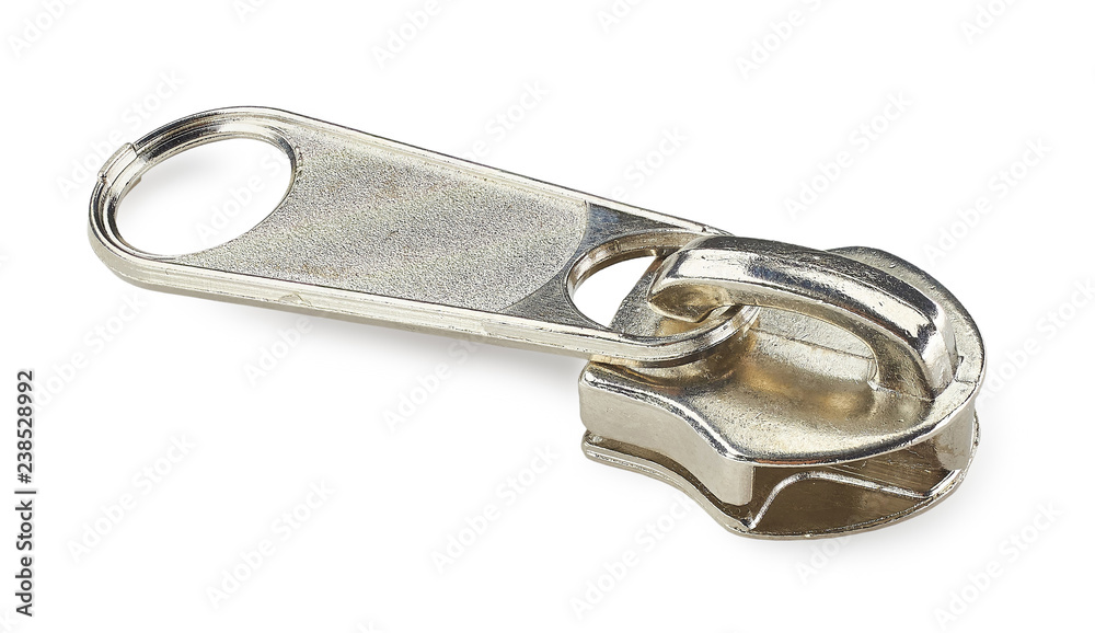 metal zippers slider on white background metal zippers slider on white background