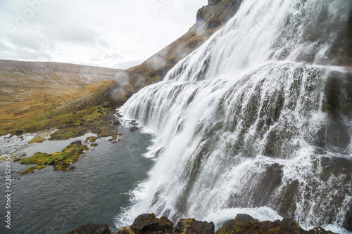 Majestic dynjandi waterfall  sight in west fjords  Iceland
