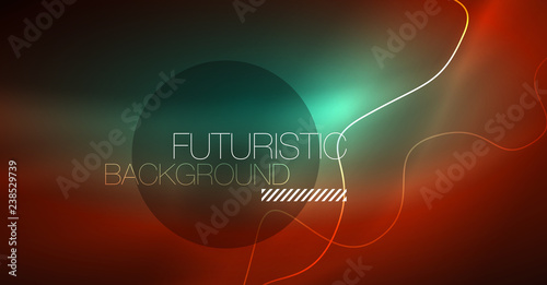 Neon lines wave background. Abstract composition