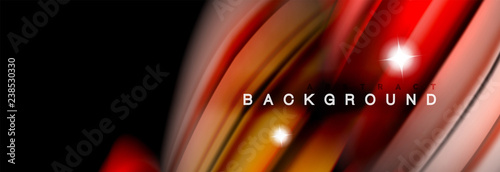 Mixing color waves on black, liquid flowing shapes