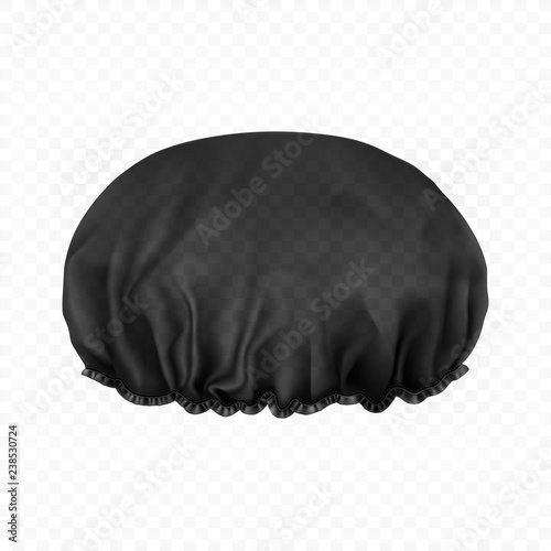 Vector. Mock Up. Black transparent Shower cap. Front side.